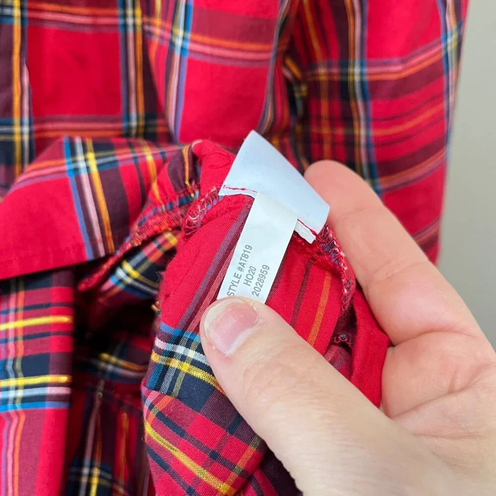 Crwecuts Girls' tiered‎ top in red Stewart tartan- XL